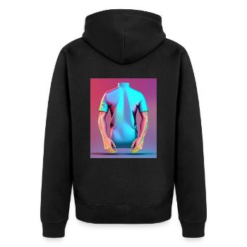 Ethereal Power: Holographic Muscles - Unisex Premium Organic Zip Hoodie - black - Back - Nico (187cm)