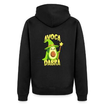 Magician Avocado: Avocadabra - Unisex Premium Organic Zip Hoodie - black - Back - Nico (187cm)