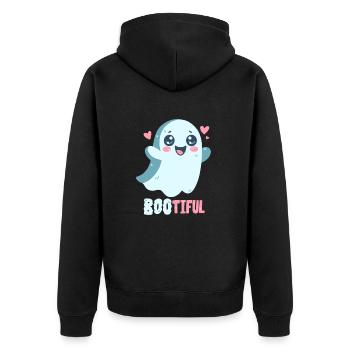 Jeu de mots fantôme - Bootiful - Boo ! - Veste à capuche bio Premium Unisexe - noir - Dos - Nico (187cm)