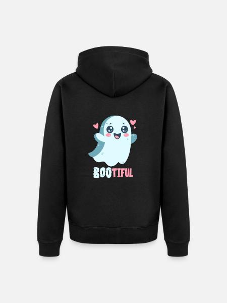 Ghost Pun - Bootiful - Boo! - Unisex Premium Organic Zip Hoodie - black