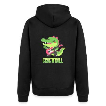 Rocker Crocodile - Jeu de mots - Veste à capuche bio Premium Unisexe - noir - Dos - Nico (187cm)
