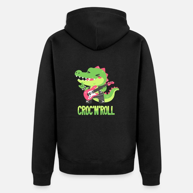 Rocker Crocodile - Jeu de mots - Veste à capuche bio Premium Unisexe - noir