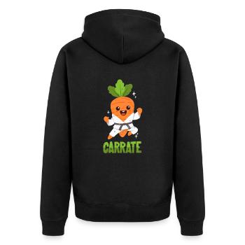 Karaté Carotte - Jeu de mots - Veste à capuche bio Premium Unisexe - noir - Dos - Nico (187cm)