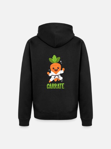 Karate Carrot - Pun - Unisex Premium Organic Zip Hoodie - black