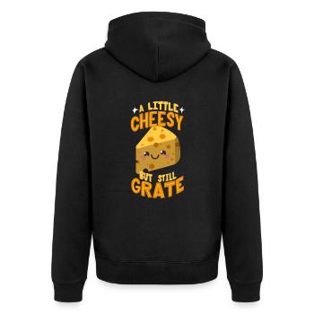 Cheese pun - Unisex Premium Organic Zip Hoodie - black - Back - Nico (187cm)