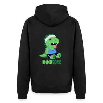 Dino with sore muscles - Unisex Premium Organic Zip Hoodie - black - Back - Nico (187cm)