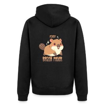 Fast Brain Power - Unisex Premium Bio Zip Hoodie - Schwarz - Hinten - Nico (187cm)