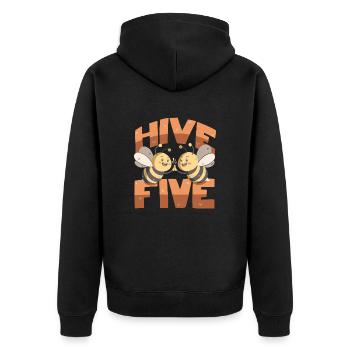 Hive Five - Unisex Premium Bio Zip Hoodie - Schwarz - Hinten - Nico (187cm)
