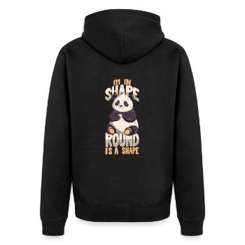 Ich bin in Form. Rund ist eine Form. - Unisex Premium Bio Zip Hoodie - Schwarz - Hinten - Nico (187cm)