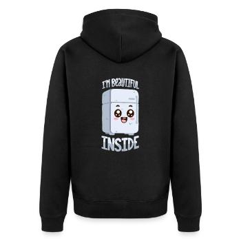 Wunderschön im Inneren - Unisex Premium Bio Zip Hoodie - Schwarz - Hinten - Nico (187cm)