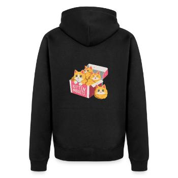 Kitten Nuggets - Unisex Premium Bio Zip Hoodie - Schwarz - Hinten - Nico (187cm)