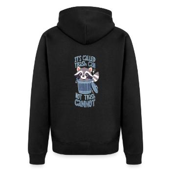 Garbage can pun with cute raccoon - Unisex Premium Organic Zip Hoodie - black - Back - Nico (187cm)