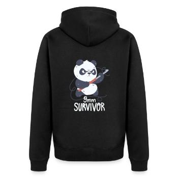 Häkelnder Panda - Unisex Premium Bio Zip Hoodie - Schwarz - Hinten - Nico (187cm)