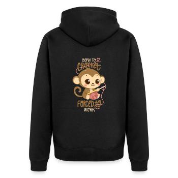 Né pour crocheter, forcé de travailler - Veste à capuche bio Premium Unisexe - noir - Dos - Nico (187cm)