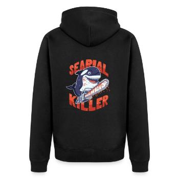 Orca Pun - Serial Killer of the Sea - Unisex Premium Organic Zip Hoodie - black - Back - Nico (187cm)
