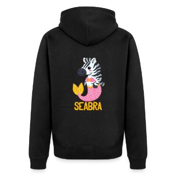 Sea Zebra Pun - Unisex Premium Organic Zip Hoodie - black - Back - Nico (187cm)