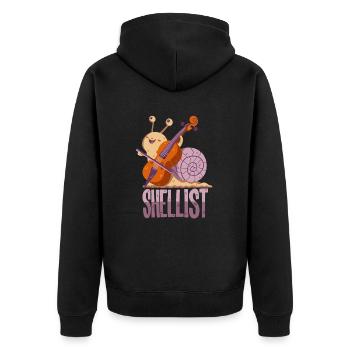 Cello Wortwitz - Unisex Premium Bio Zip Hoodie - Schwarz - Hinten - Nico (187cm)