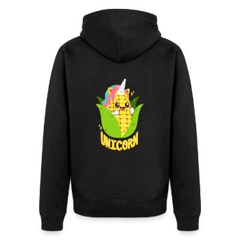 Einhorn-Maiskolben - Unisex Premium Bio Zip Hoodie - Schwarz - Hinten - Nico (187cm)