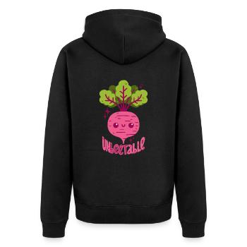 Jeu de mots sur la betterave - Veste à capuche bio Premium Unisexe - noir - Dos - Nico (187cm)