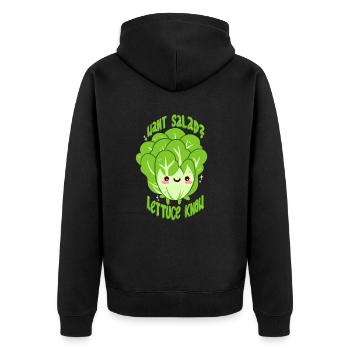 Salad - Unisex Premium Organic Zip Hoodie - black - Back - Nico (187cm)