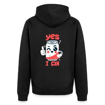 Dosen-Wortwitz - Unisex Premium Bio Zip Hoodie - Schwarz - Hinten - Nico (187cm)