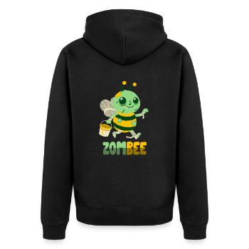 Zombie-Biene: Zombee - Unisex Premium Bio Zip Hoodie - Schwarz - Hinten - Nico (187cm)