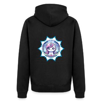 Cute unicorn in the forest with stars - Unisex Premium Organic Zip Hoodie - black - Back - Nico (187cm)