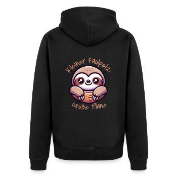 Süßes Faultier Kleiner Faulpelz große Pläne - Unisex Premium Bio Zip Hoodie - Schwarz - Hinten - Nico (187cm)