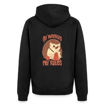 Mes aiguilles, mes règles - Veste à capuche bio Premium Unisexe - noir - Dos - Nico (187cm)