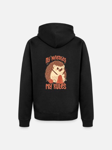 My needles, my rules - Unisex Premium Organic Zip Hoodie - black