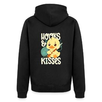Hooks And Kisses - Unisex Premium Organic Zip Hoodie - black - Back - Nico (187cm)