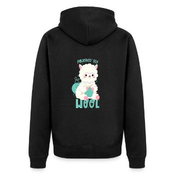 Alpaca with wool - Unisex Premium Organic Zip Hoodie - black - Back - Nico (187cm)