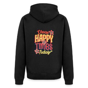 Beautiful Time Saying Retro Floral Look - Unisex Premium Organic Zip Hoodie - black - Back - Nico (187cm)