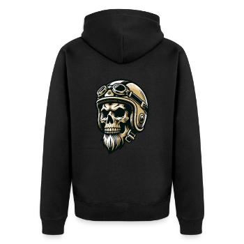 Casque et lunettes de protection Skull Vintage Biker Skull - Veste à capuche bio Premium Unisexe - noir - Dos - Nico (187cm)