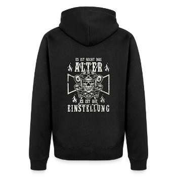 Es ist nicht das Alter es ist die Einstellung - Unisex Premium Bio Zip Hoodie - Schwarz - Hinten - Nico (187cm)