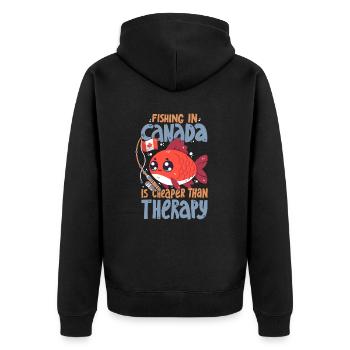 Fishing in Canada is cheaper than therapy - Unisex Premium Organic Zip Hoodie - black - Back - Nico (187cm)