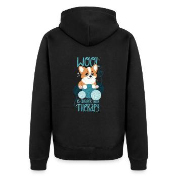 Wool is cheaper than therapy - Unisex Premium Organic Zip Hoodie - black - Back - Nico (187cm)