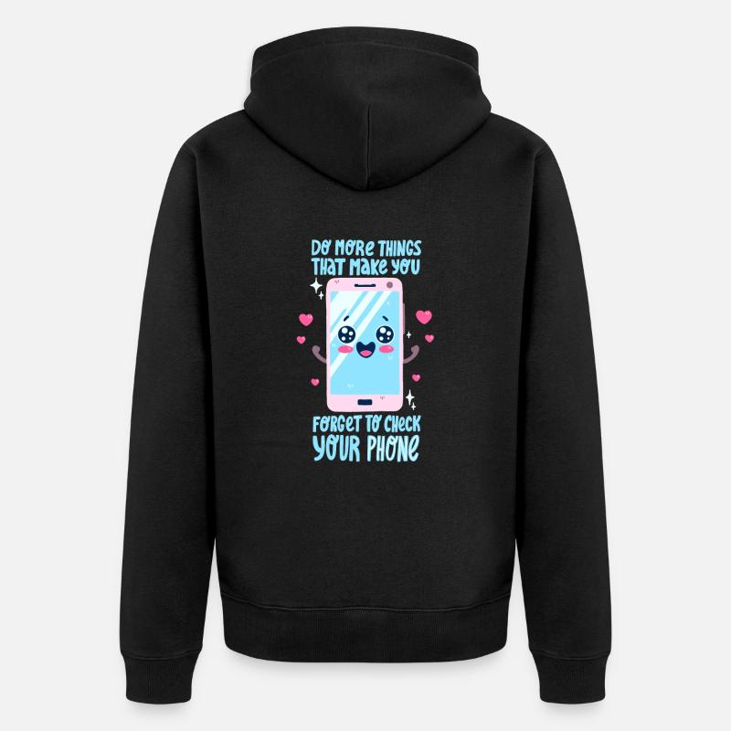 Smartphone Spruch - Unisex Premium Bio Zip Hoodie - Schwarz