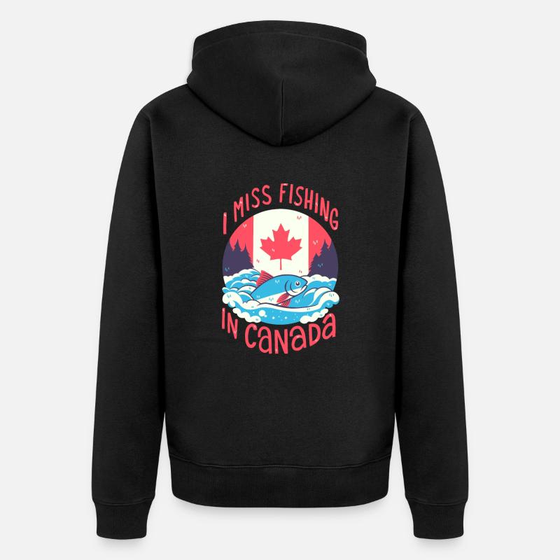 Pêche au Canada - Veste à capuche bio Premium Unisexe - noir