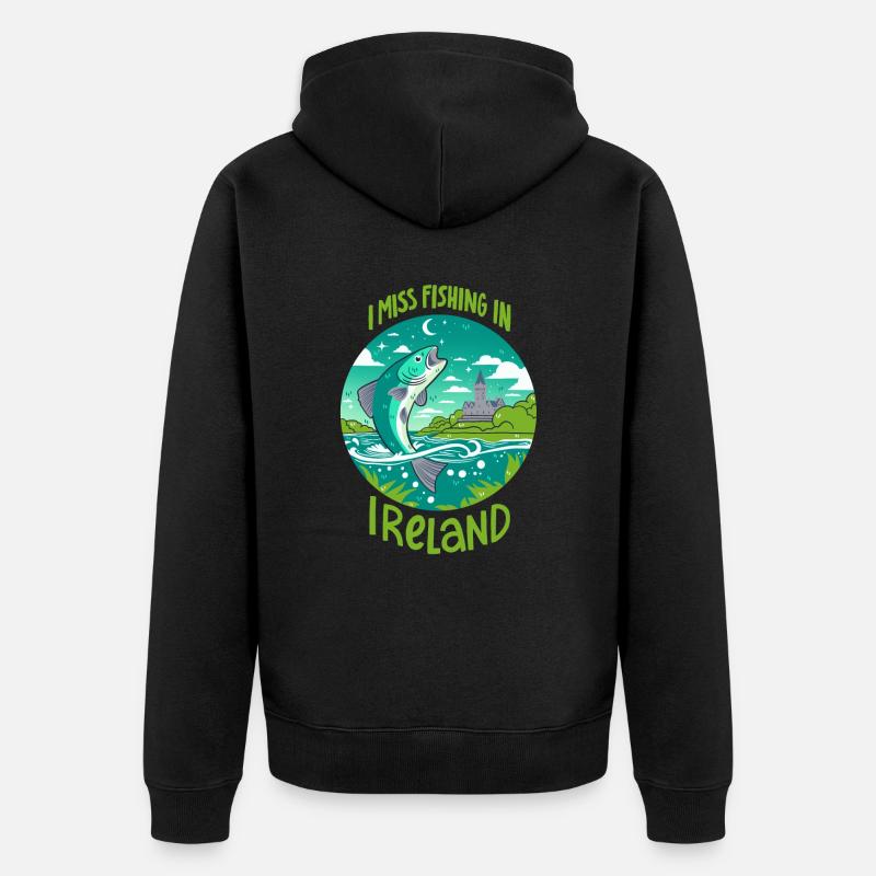 Pêche en Irlande - Veste à capuche bio Premium Unisexe - noir