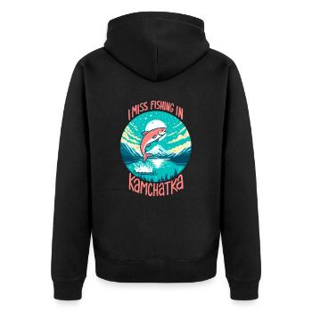 Pêche au Kamchatka - Veste à capuche bio Premium Unisexe - noir - Dos - Nico (187cm)