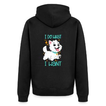 West Highland White Terrier : Je fais ce que je veux - Veste à capuche bio Premium Unisexe - noir - Dos - Nico (187cm)