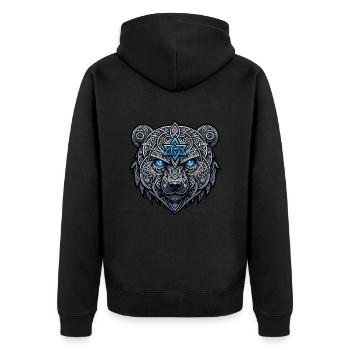 Viking Bear – Norse Power and Symbolism - Unisex Premium Organic Zip Hoodie - black - Back - Nico (187cm)