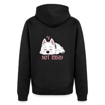 Not Today – Westie chilling out - Unisex Premium Organic Zip Hoodie - black - Back - Nico (187cm)