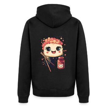 Rouleau de sushi kawaii mignon - Veste à capuche bio Premium Unisexe - noir - Dos - Nico (187cm)