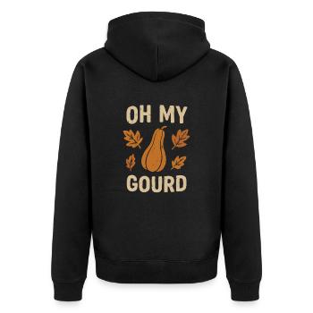 Oh mein Kürbis - Unisex Premium Bio Zip Hoodie - Schwarz - Hinten - Nico (187cm)