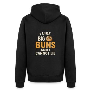 Ich mag große Brötchen - Unisex Premium Bio Zip Hoodie - Schwarz - Hinten - Nico (187cm)