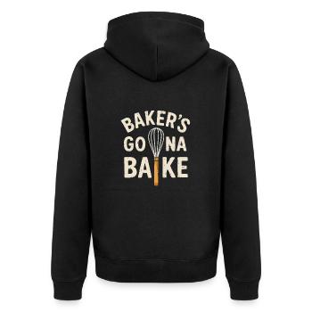 Backhelden in action - Unisex Premium Organic Zip Hoodie - black - Back - Nico (187cm)