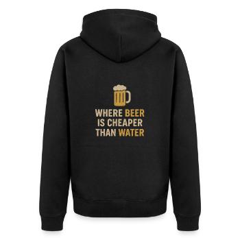 Où la bière est moins chère que l’eau - Veste à capuche bio Premium Unisexe - noir - Dos - Nico (187cm)