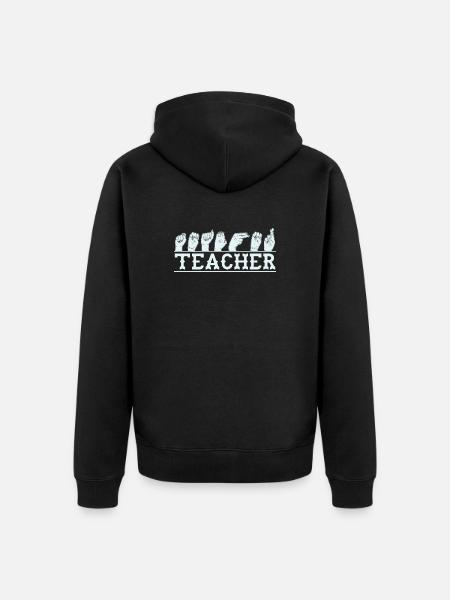 Zeichensprache Lehrer Gebärdensprache lernen - Unisex Premium Bio Zip Hoodie - Schwarz